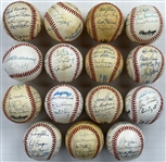 Hall of Famers and Superstars Signed Baseballs Collection of 15 with more than 220 Signatures