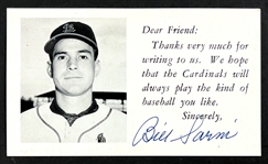 1951 The Cardinals Introduce Bill Sarnie Signed Postcard (Beckett Authentic)