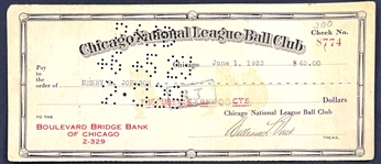 1923 Bill Veeck, Sr. Signed Chicago National League Ball Club Check (Beckett Authentic)