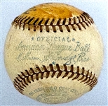 Babe Ruth Signed Baseball Inscribed to Red Sox Pitcher Mickey Harris (Beckett Authentic) 