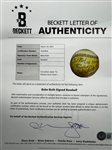 Babe Ruth Signed Baseball Inscribed to Red Sox Pitcher Mickey Harris (Beckett Authentic) 