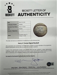 President Harry S. Truman Signed Baseball Inscribed to Red Sox Pitcher Mickey Harris (Beckett Authentic) 