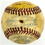 1946 Mickey Harris Win #3 (4-28-46) Game Used Baseball - From his 17-Win Season