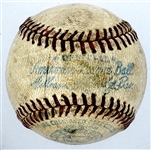 1946 Mickey Harris Win #5 (5-8-46) Game Used Baseball - From his 17-Win Season