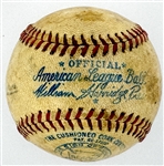 1946 Mickey Harris Win #17 (9-24-46) Game Used Baseball - From his 17-Win Season