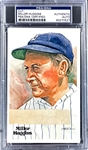 Miller Huggins Cut Signature on Perez-Steele Postcard (Encapsulated Authentic PSA/DNA)