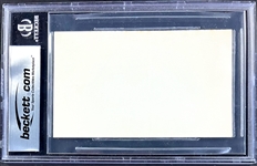 Earle Combs Signed Index Card (Beckett Encapsulated)