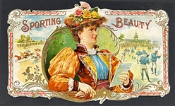 1896 Sporting Beauty Cigar Box Label Depicting Baseball Game