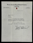 1934 Eddie Collins Signed Letter to Wally Schang on Boston Red Sox Letterhead