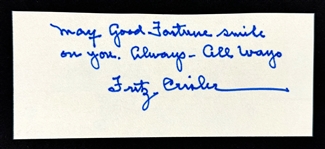 Fritz Crisler Signed and Inscribed Cut - Legendary Michigan and Princeton Coach (Beckett Authentic)