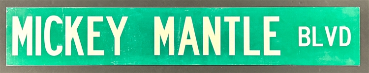 “Mickey Mantle Blvd” Street Sign from His Hometown, Commerce, OK