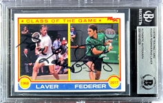 Roger Fedder and Rod Laver Signed Card (Beckett Encapsulated)