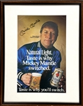 Mickey Mantle Signed Natural Light Beer Poster in Framed Display (Beckett Authentic)