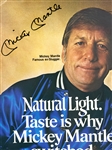 Mickey Mantle Signed Natural Light Beer Poster in Framed Display (Beckett Authentic)