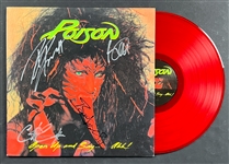 Poison Band-Signed LP <em>Open Up and Say...Ahh!</em> Brett, Bobby, Rikki and CC (Beckett Authentic)