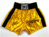Joe Frazier Signed Gold Everlast Boxing Trunks (Beckett Authentic)