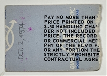 1974 Elvis Presley Concert TIcket Stub for October 3, 1974, at the St. Paul Civic Center Arena Plus Souvenir Button and Photo Folio