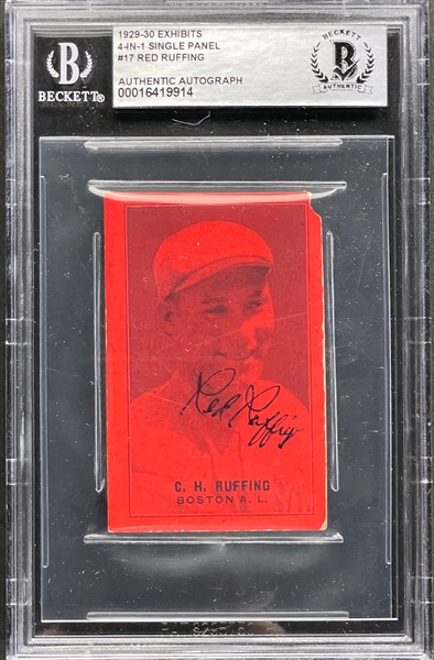 1929-30 4 In 1 Exhibits #17 Red Ruffing Signed Single Panel (Beckett Encapsulated)