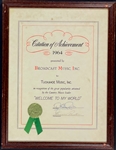 1964 BMI Award for Welcoime to My World to Tuckahoe Music, Inc. (Jim Reeves Publishing Company)