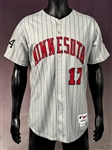 2006 Juan Castro Minnesota Twins Game Used Pinstripe Road Jersey - with 34 on Sleeve in Honor of Kirby Puckett
