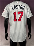 2006 Juan Castro Minnesota Twins Game Used Pinstripe Road Jersey - with 34 on Sleeve in Honor of Kirby Puckett