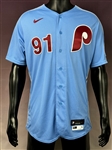 2021 Juan Castro Philadelphia Phillies Light Blue Road Throwback Coaches Jersey