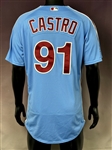 2021 Juan Castro Philadelphia Phillies Light Blue Road Throwback Coaches Jersey