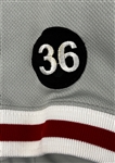 2010 Juan Castro Philadelphia Phillies Game Used Road Jersey - with 36 Robin Roberts Memorial Patch