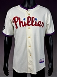 2010 Juan Castro Philadelphia Phillies Game Used Home Off-White Style Jersey - with 36 Robin Roberts Memorial Patch