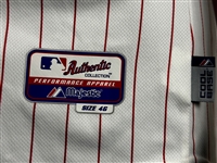 2010 Juan Castro Philadelphia Phillies Game Used Home Pinstripe Jersey - with 36 Robin Roberts Memorial Patch