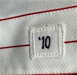 2010 Juan Castro Philadelphia Phillies Game Used Home Pinstripe Jersey - with 36 Robin Roberts Memorial Patch