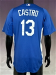 2016/17 Juan Castro Los Angeles Dodgers Coaches Pregame Jersey - Blue with White Side Panels Style