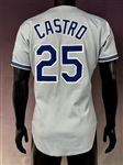 1997 Juan Castro Los Angeles Dodgers Road Jersey - With Jackie Robinson 50th Anniversary Patch