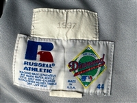1997 Juan Castro Los Angeles Dodgers Road Jersey - With Jackie Robinson 50th Anniversary Patch