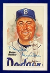 Duke Snider Single Signed Baseball and Signed Perez Steel Postcard in Framed Display (JSA)