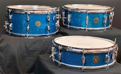 Gretsch 1950's Snare Drum Trio, 4x14, 5.5x14, 6.5x14 in BLUE Sparkle Finish