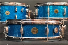 Gretsch 1950's Snare Drum Trio, 4x14, 5.5x14, 6.5x14 in BLUE Sparkle Finish