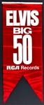 1970 “ELVIS BIG 50” Double-Sided Hanging Satin Banner Used at The Las Vegas International Hotel – Still Attached!