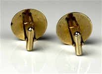 Elvis Presley Owned Gold Colored Cuff Links with Large Tiger's Eye Green Stones 