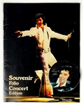 1976  Elvis Presley Stage-Worn Blue Facsimile Signature Scarf Given to a Fan From the Stage in Ft. Worth, Texas