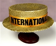 1970 ELVIS NOW INTERNATIONAL Orange Satin Band Straw Hat Painted Gold and Signed By Colonel Parker! (Beckett Authentic)