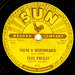 1954 Elvis Presley SUN 215 Records 78 RPM Single Milkcow Blues Boogie / You're a Heartbreaker