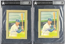 Ted Williams and Stan Musial Signed Perez-Steele Postcards (7) (ALL Encapsulated Beckett Authentic)