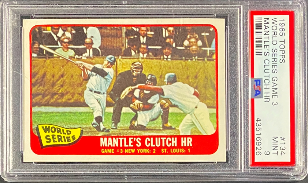 1965 Topps #134 WS Game 3 - Mantles Cluch HR - PSA MINT 9