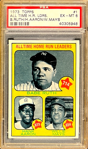 1973 Topps #1 All Time HR Leaders - PSA EX-MT 6