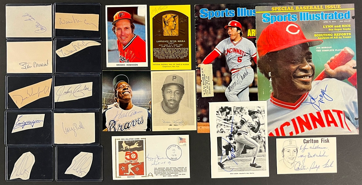 Baseball Hall of Famers Signed Collection (19) Incl. Hank Aaron and Others (Beckett Authentic)