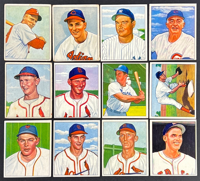 1950 Bowman Baseball Collection (92 Diff.) Incl. Frisch, Mize, Schoendienst, Boudreau, Ashburn and Others